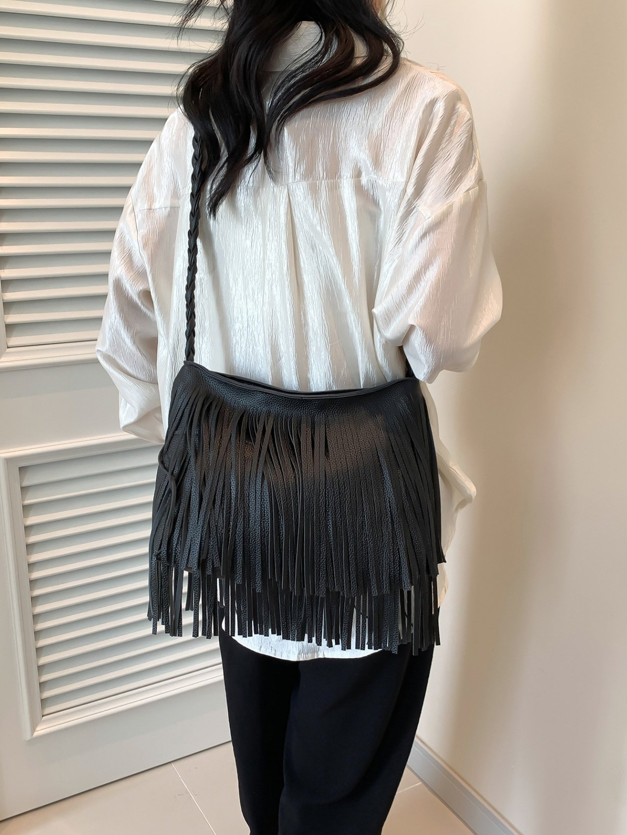 Black Fringe Shoulder Bag