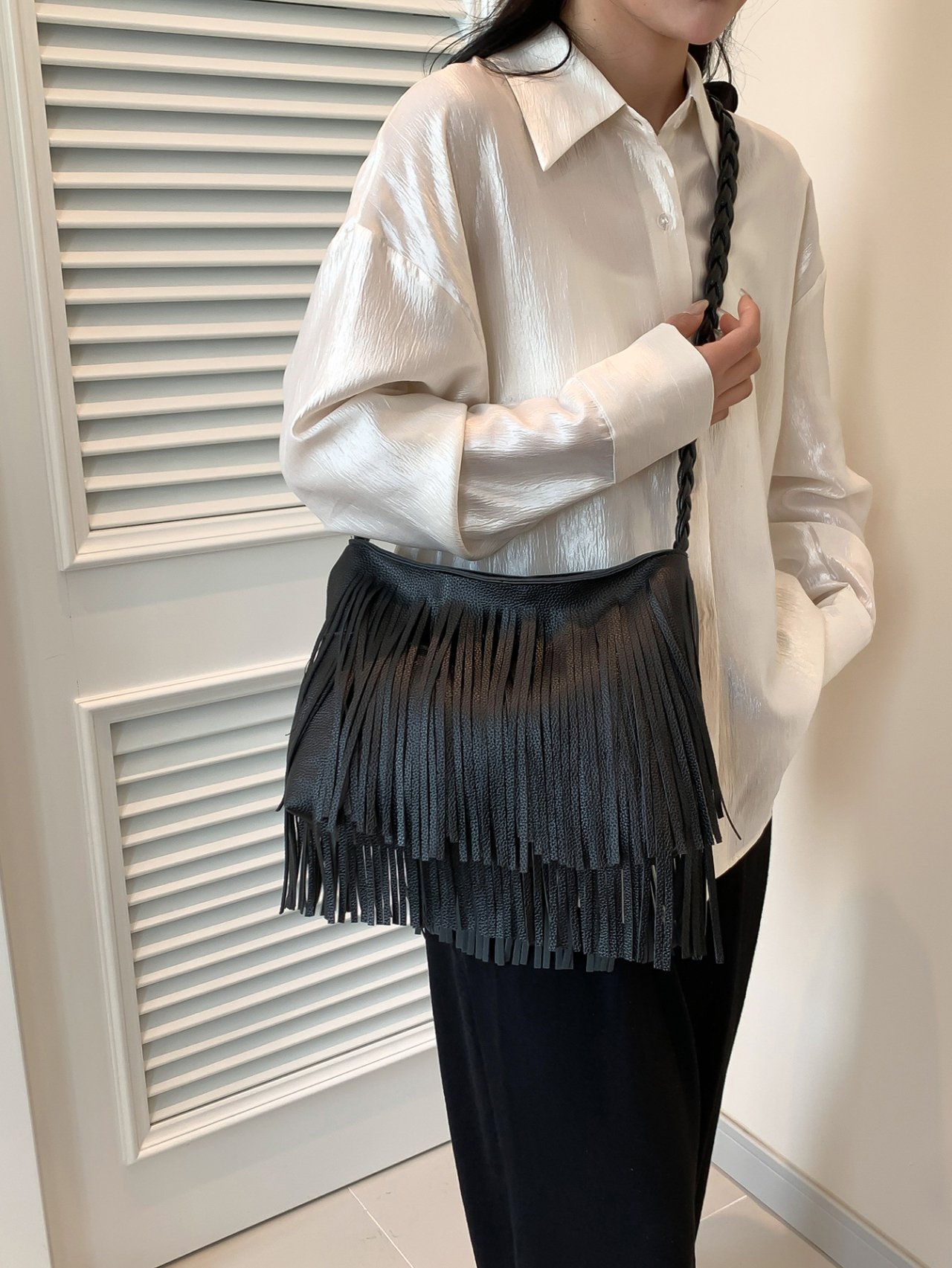 Black Fringe Shoulder Bag