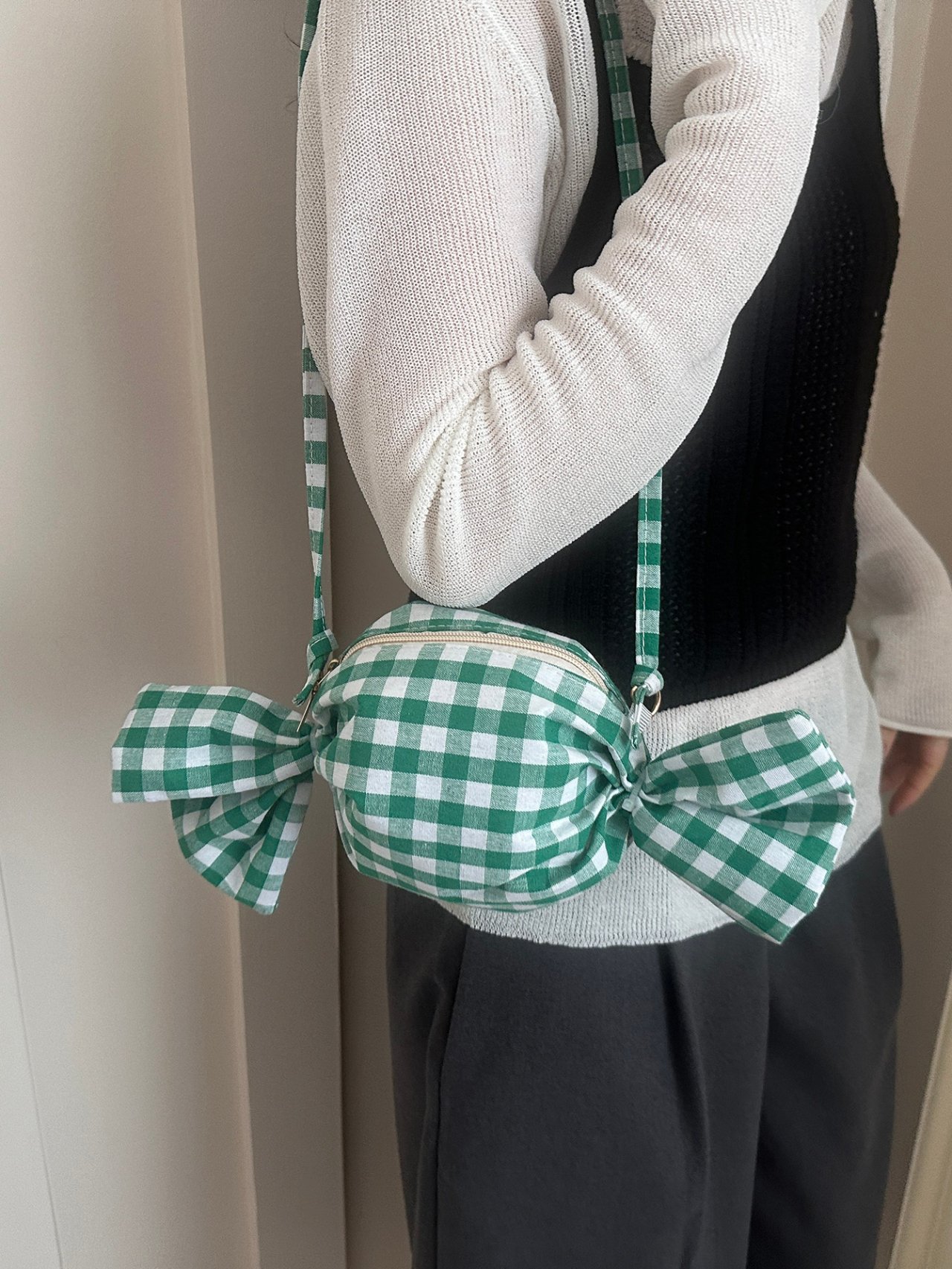 Sweet Gingham Green Candy Shoulder Bag
