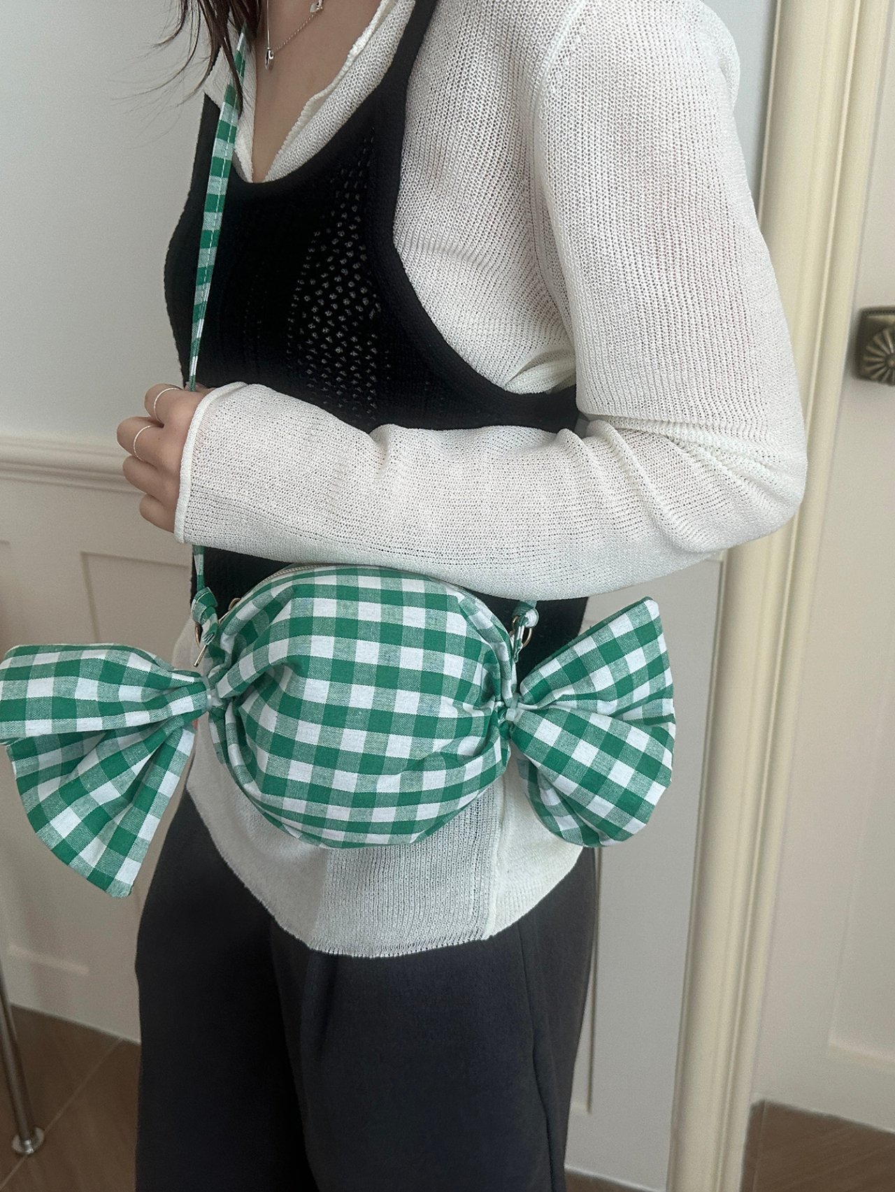 Sweet Gingham Green Candy Shoulder Bag