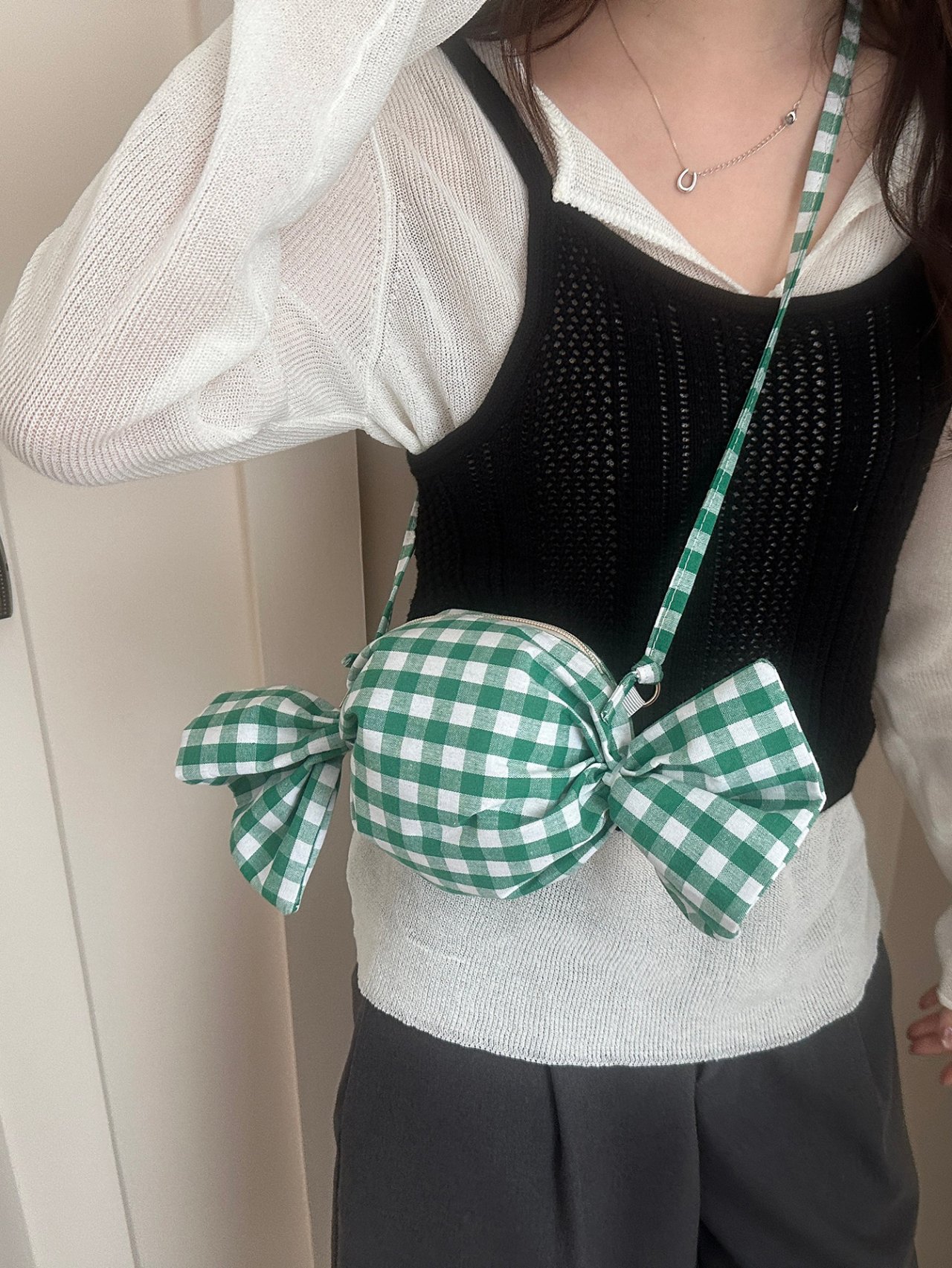 Sweet Gingham Green Candy Shoulder Bag