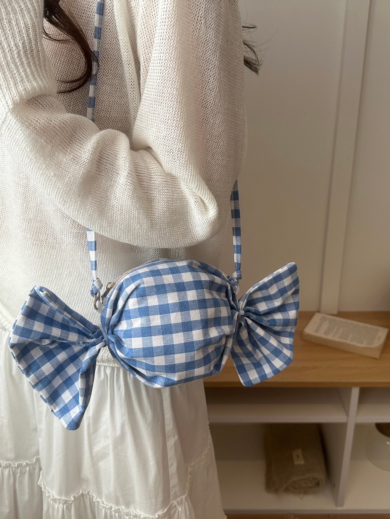 Blue Gingham Candy Shoulder Bag