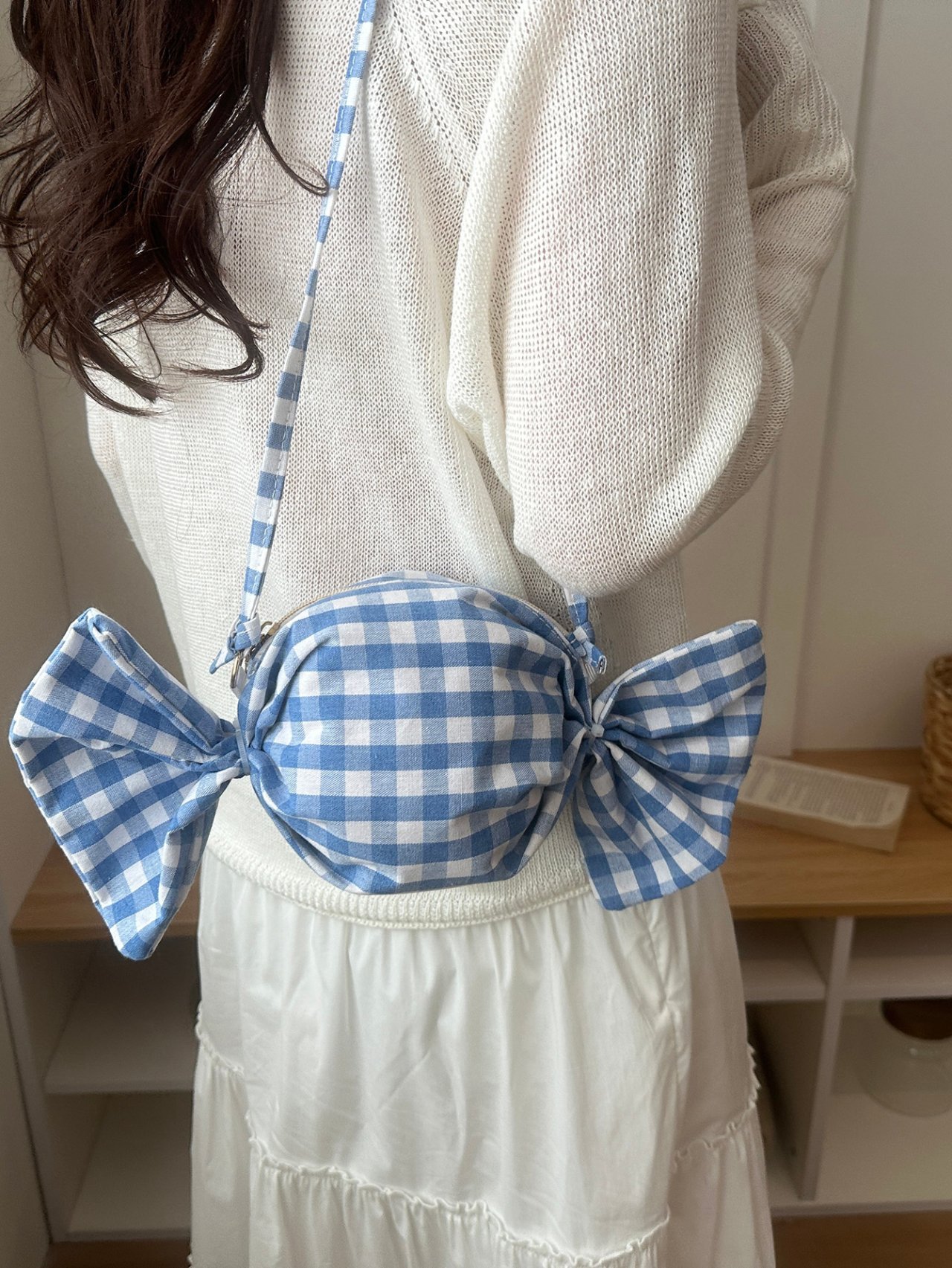 Blue Gingham Candy Shoulder Bag