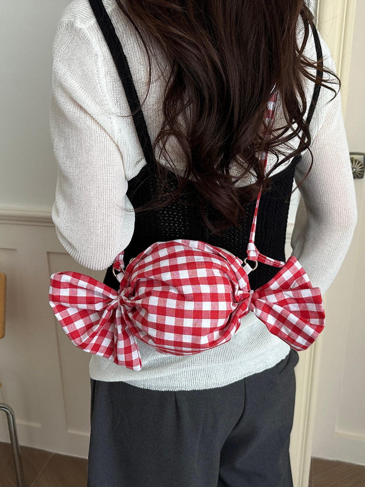 Red Gingham Candy Shape Shoulder Bag