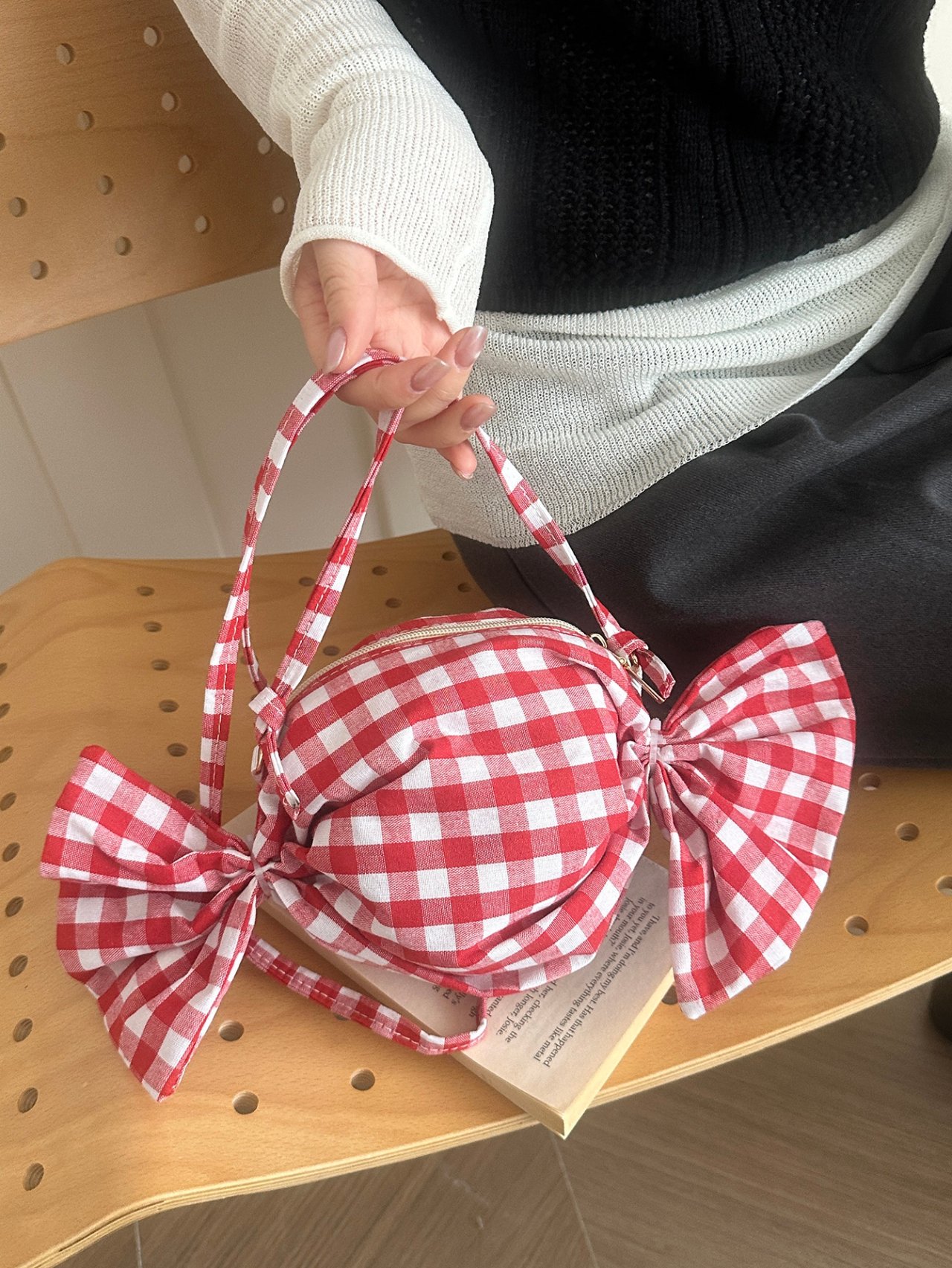 Red Gingham Candy Shape Shoulder Bag