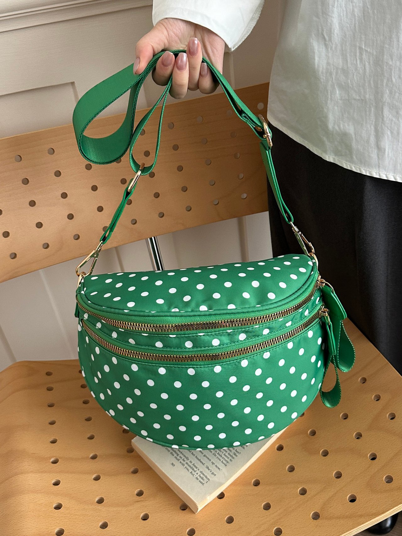 Green Polka Dot Crossbody Bag