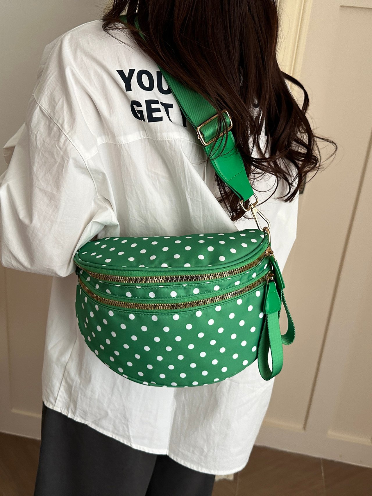 Green Polka Dot Crossbody Bag