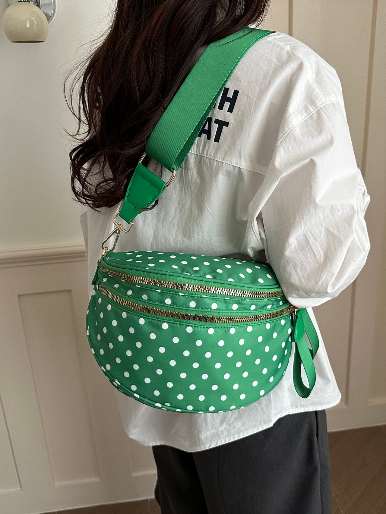 Green Polka Dot Crossbody Bag