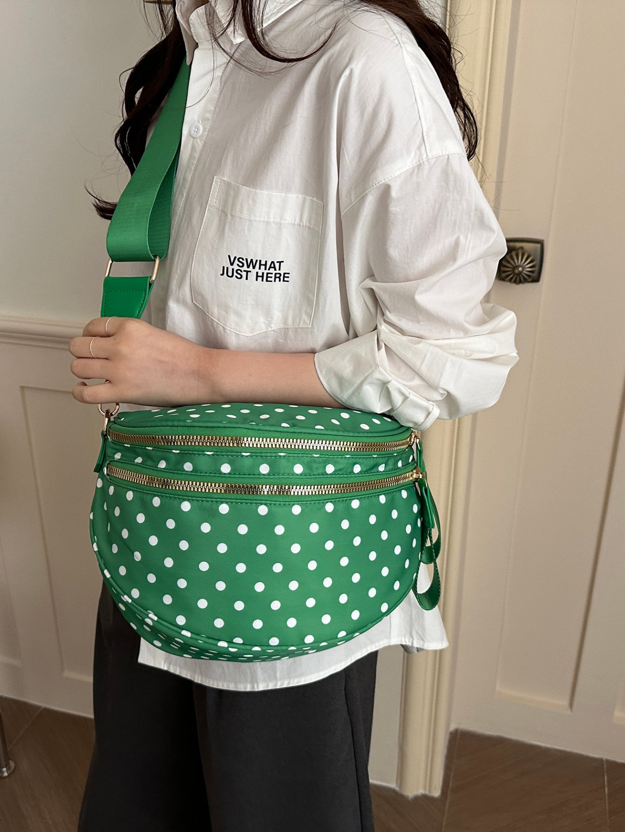 Green Polka Dot Crossbody Bag