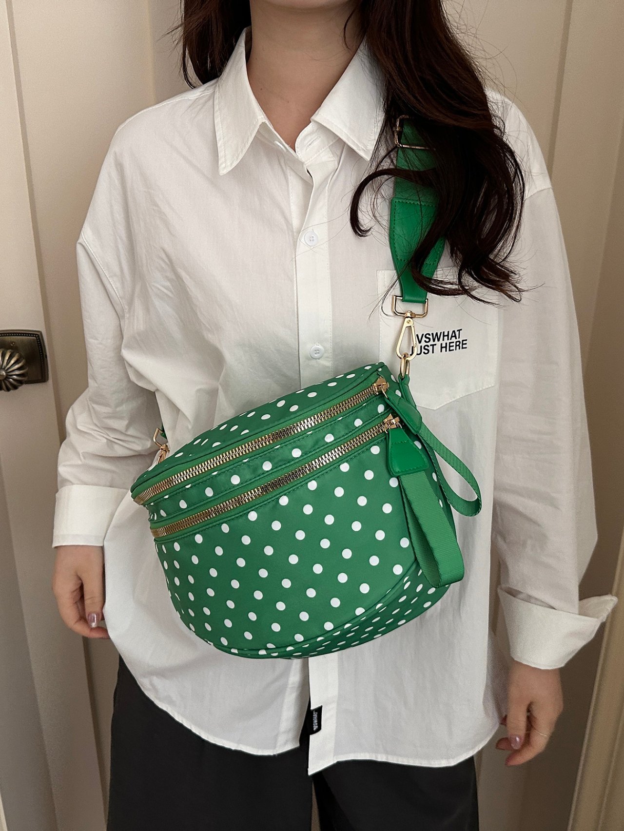 Green Polka Dot Crossbody Bag