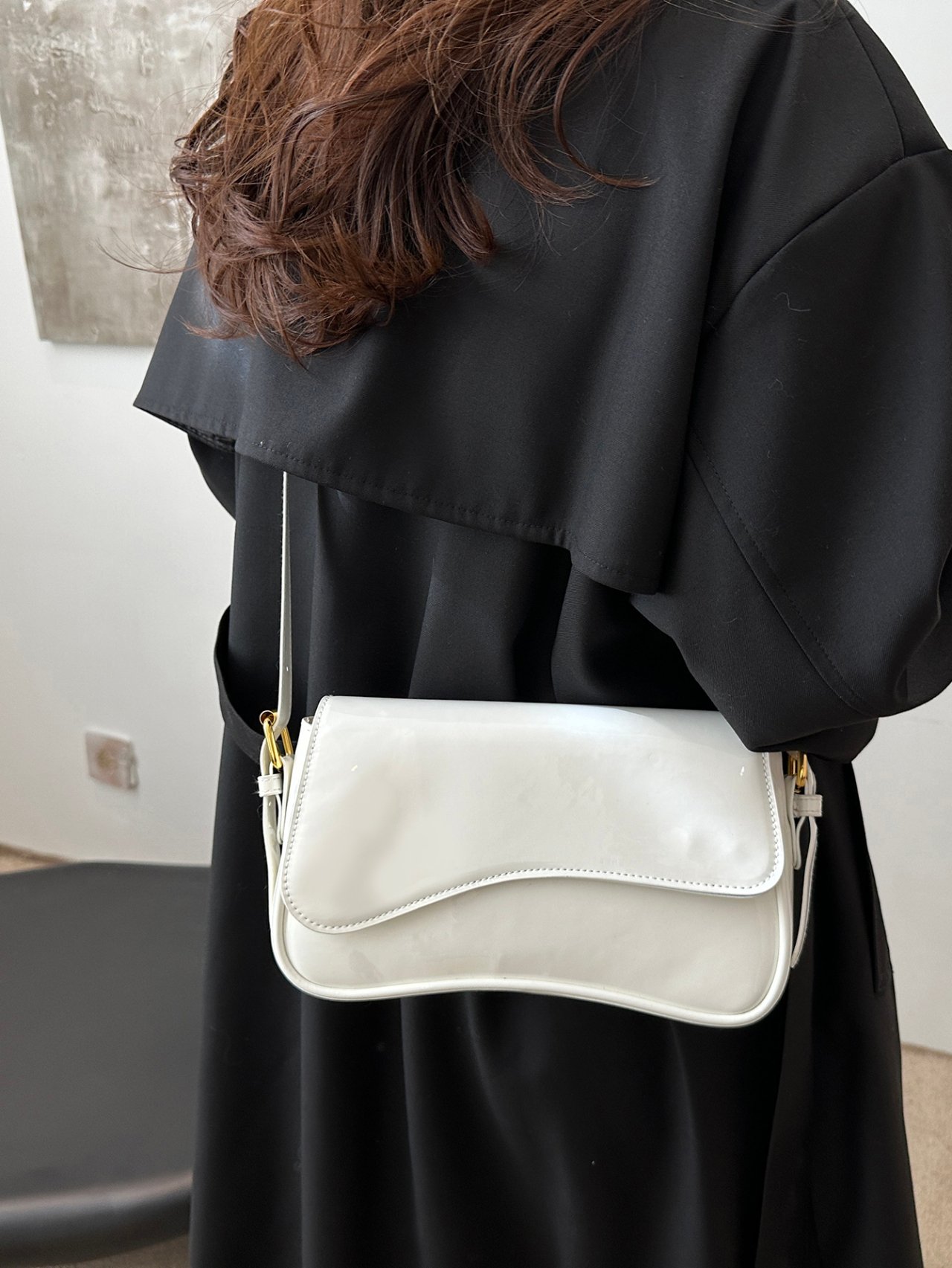 White Solid Flap Shoulder Bag