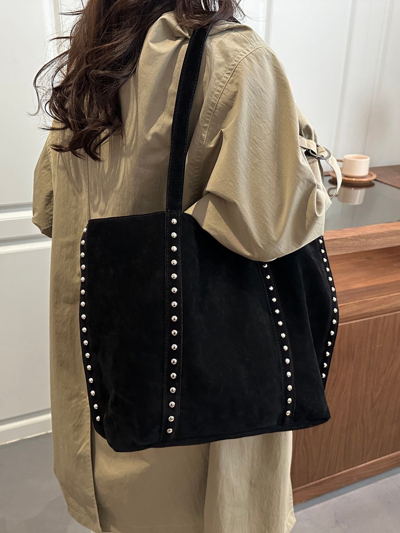 Black Studded Shoulder Bag