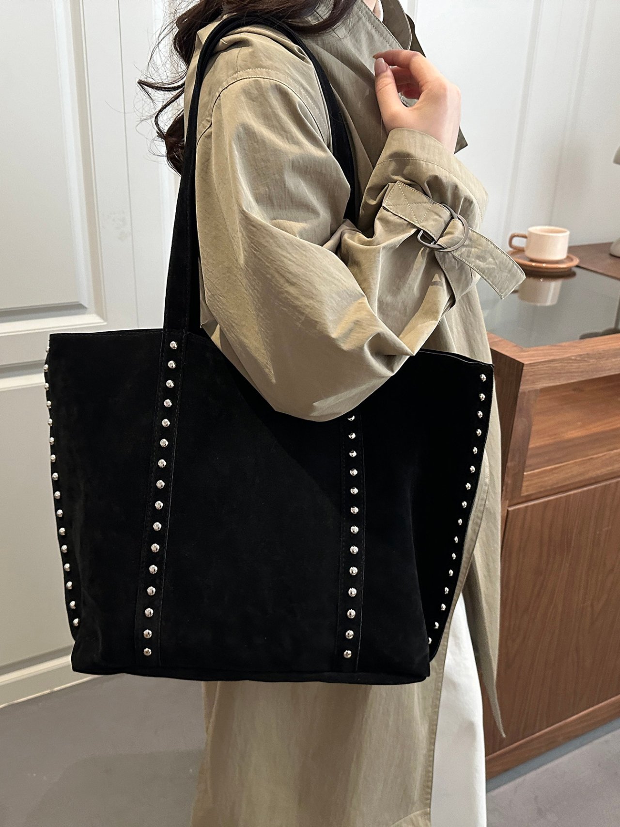 Black Studded Shoulder Bag
