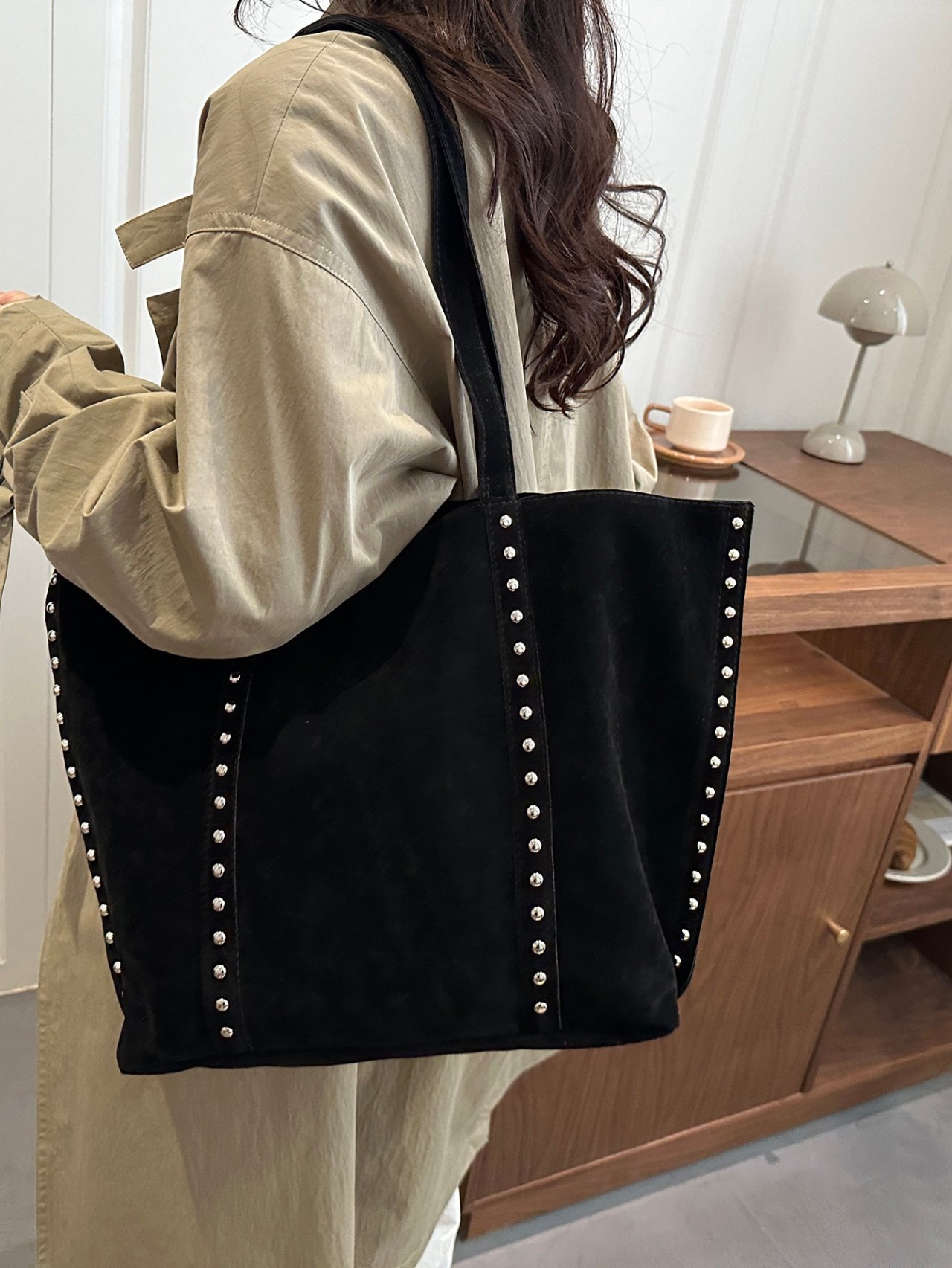 Black Studded Shoulder Bag
