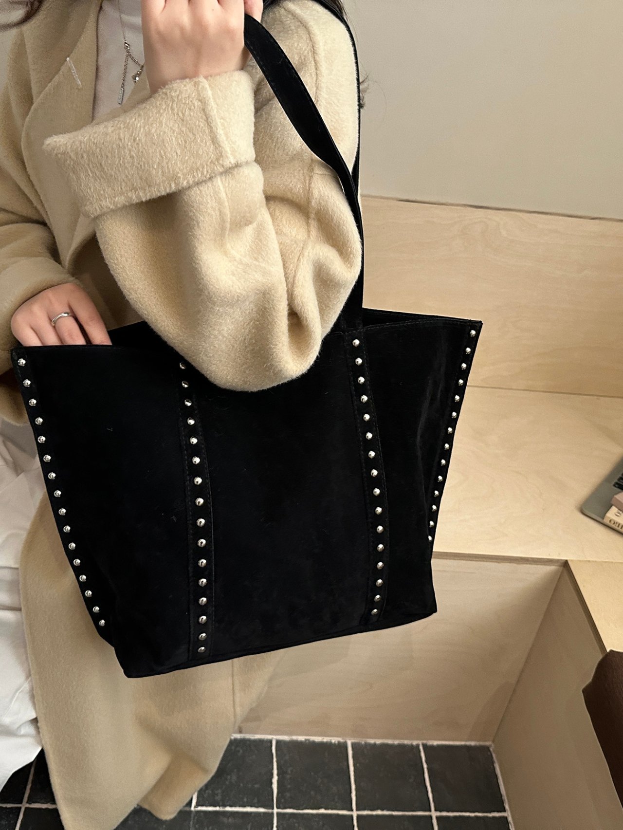 Black Studded Shoulder Bag