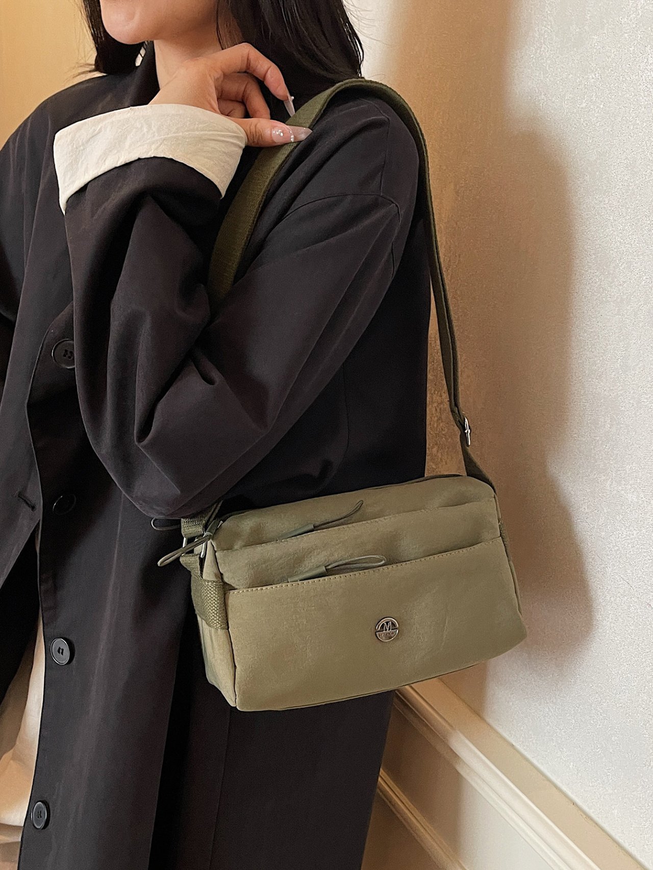 Green Canvas Crossbody Bag