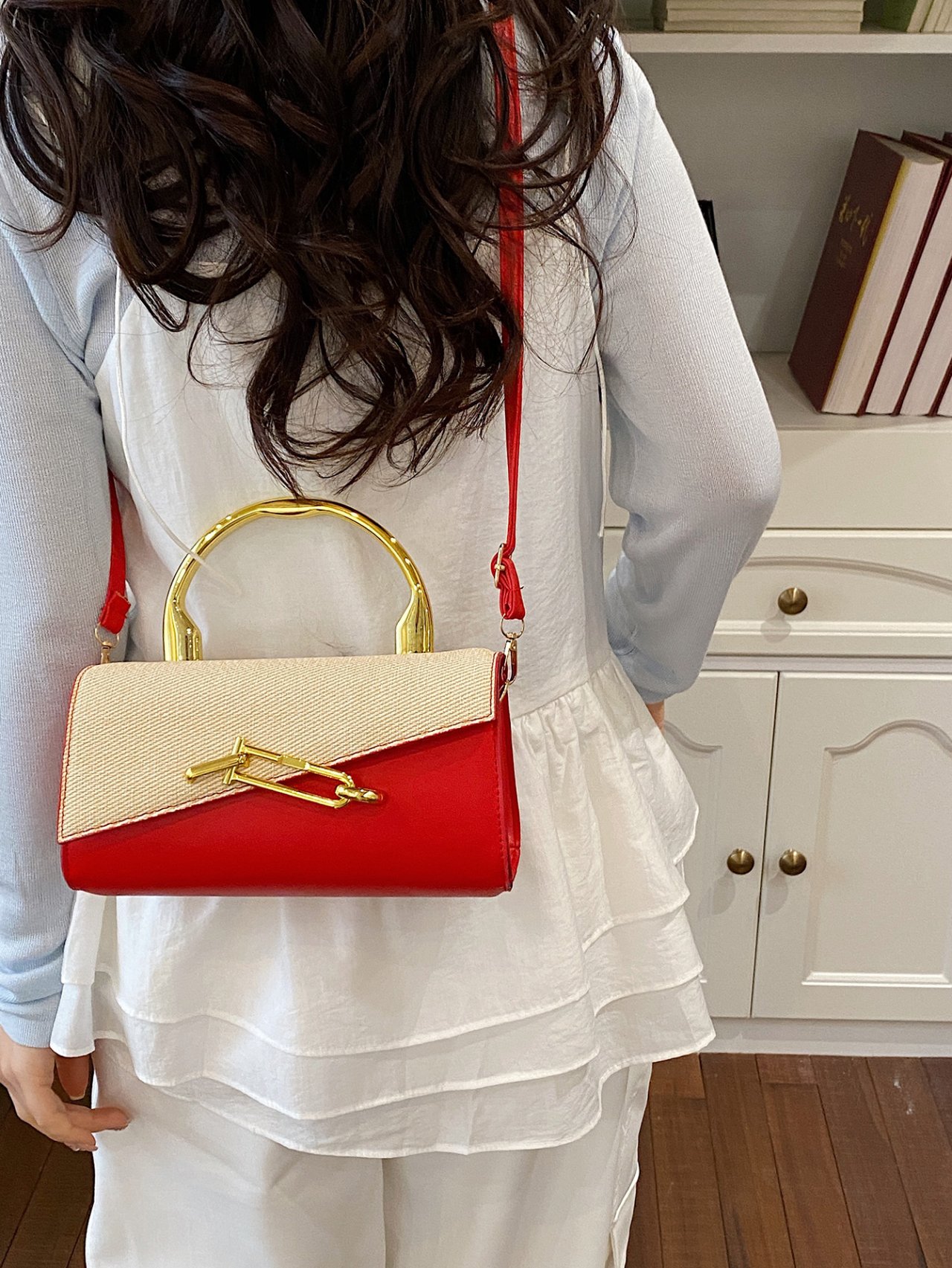 Flap Crossbody Bag with Gold Hardware