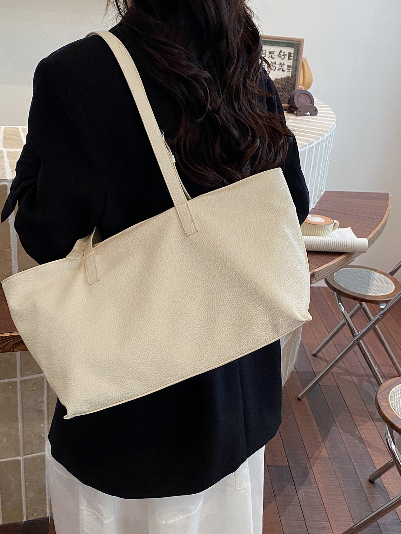 White Faux Leather Tote Bag