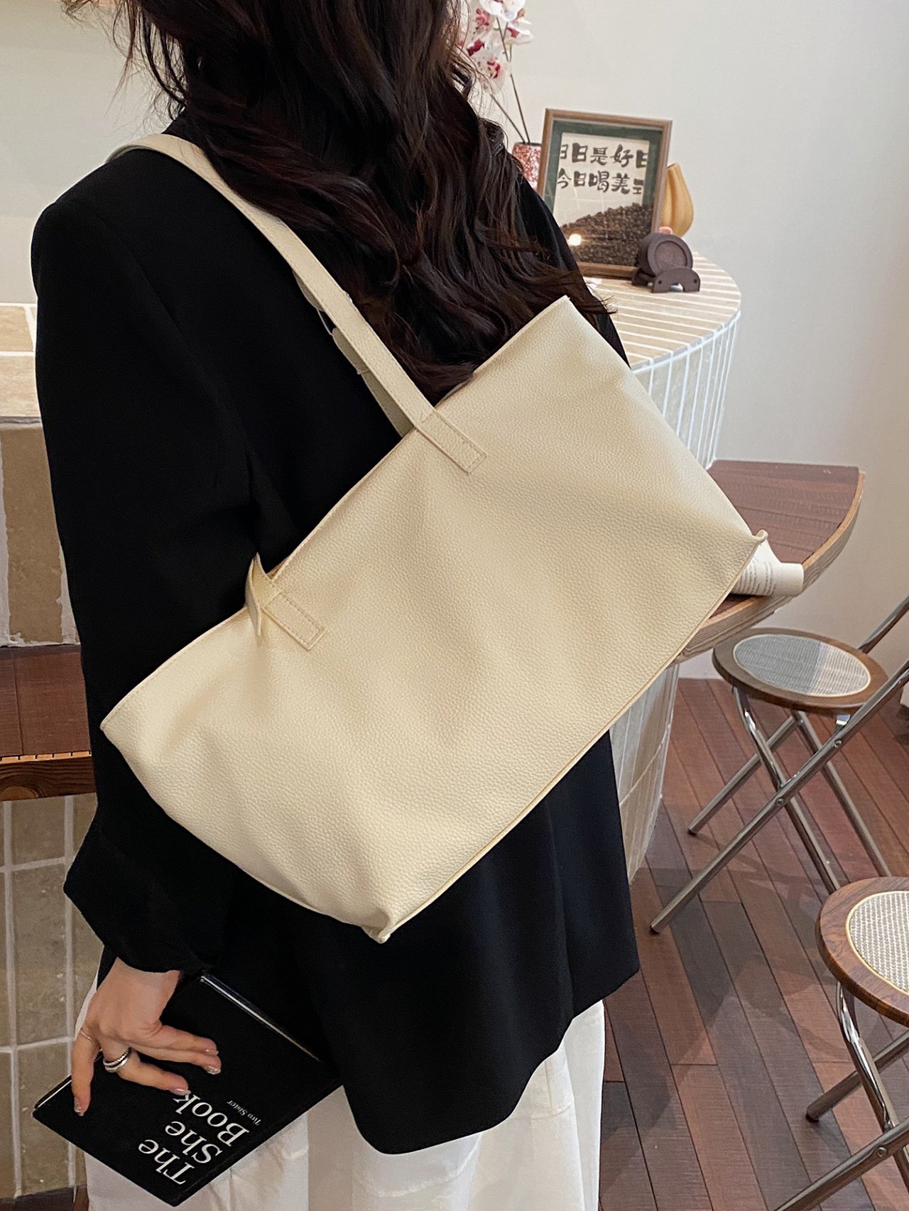 White Faux Leather Tote Bag