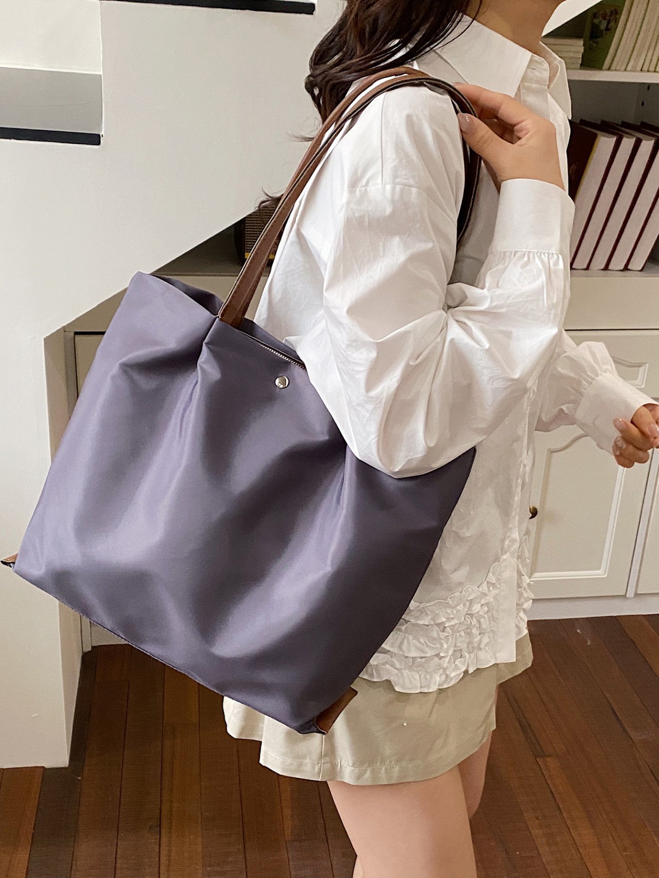 Grey Tote Shoulder Bag