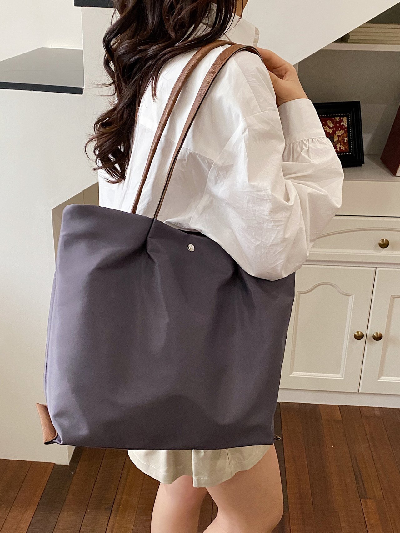 Grey Tote Shoulder Bag