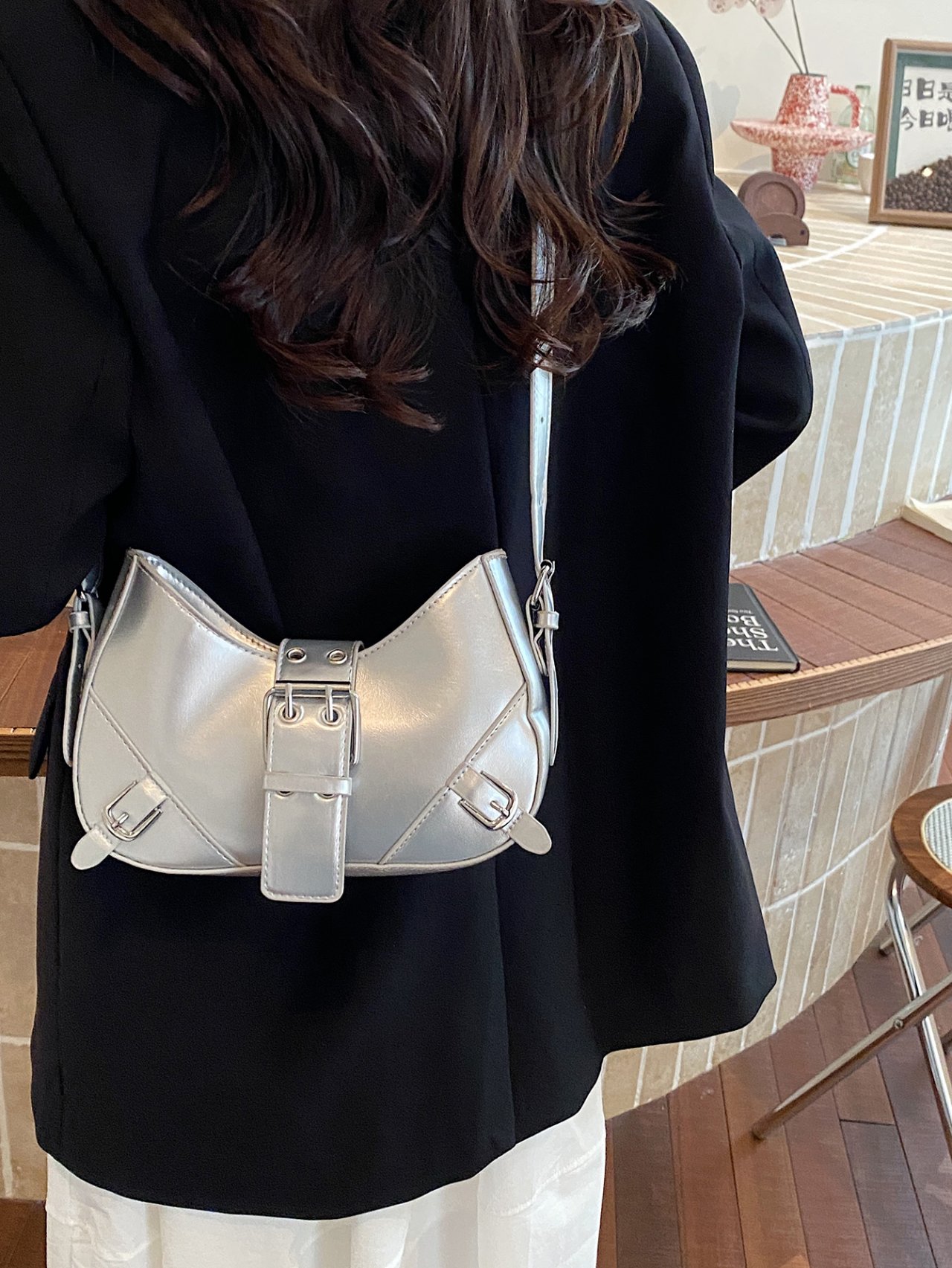 Silver Buckle Crossbody Bag