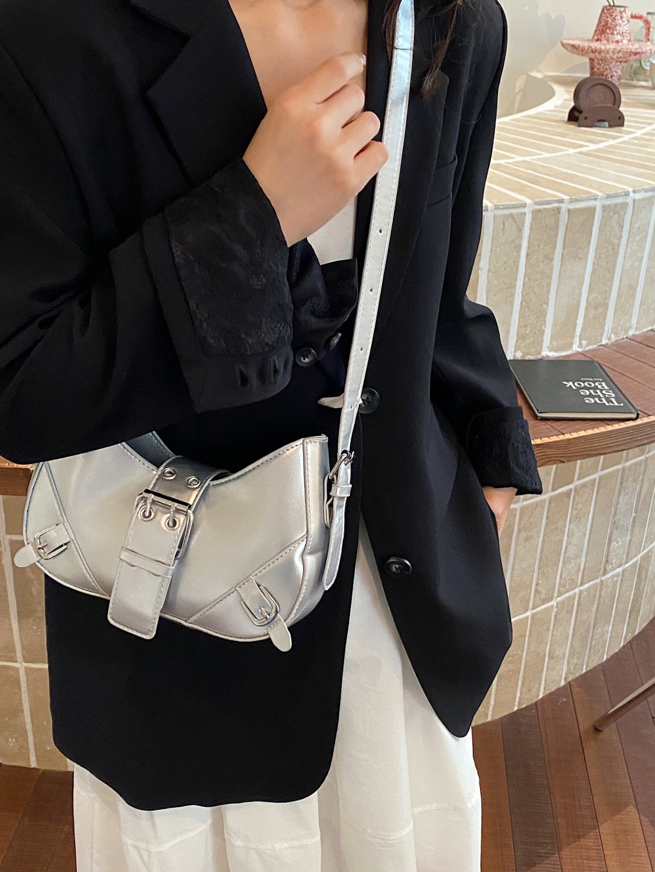 Silver Buckle Crossbody Bag