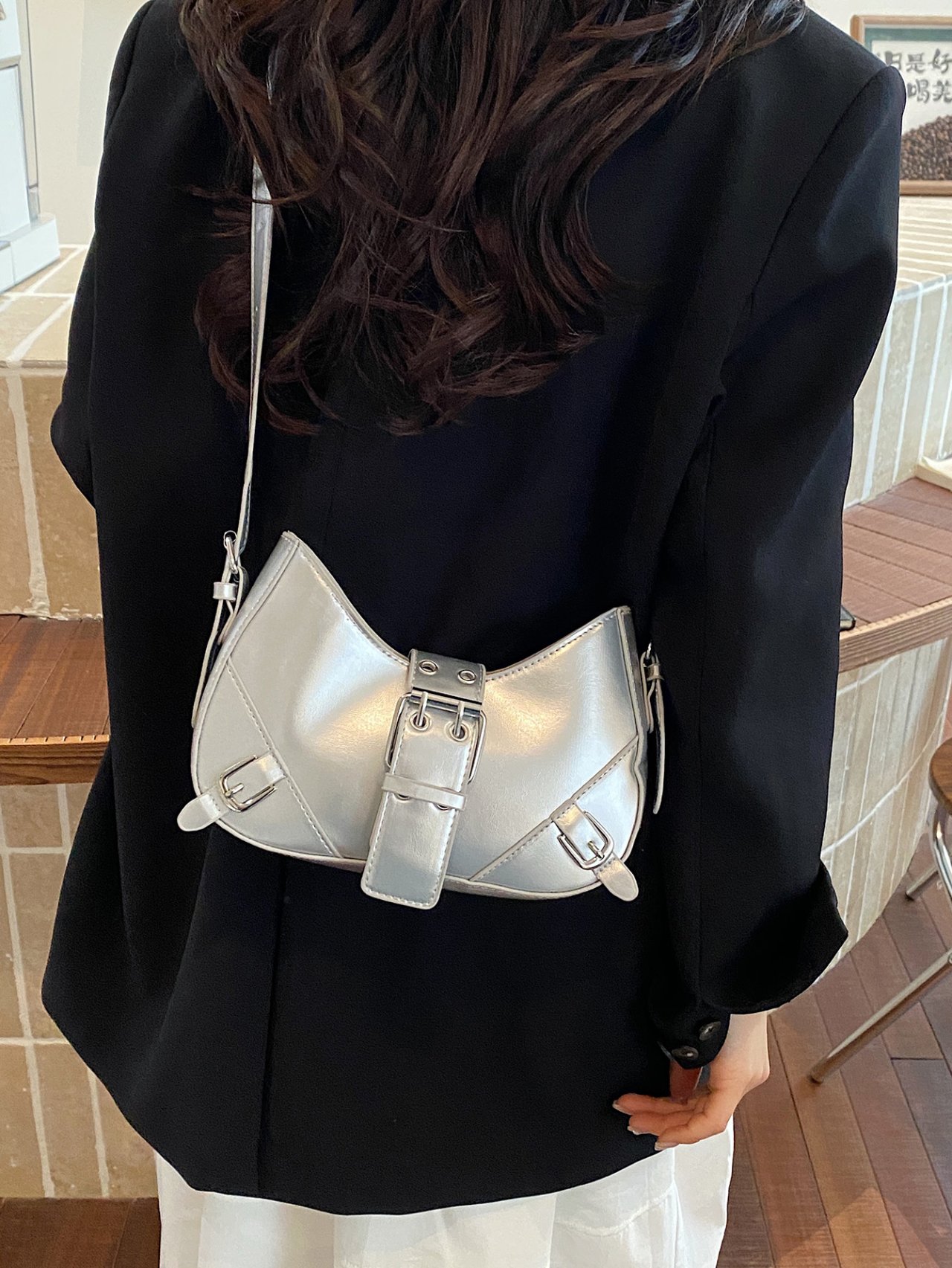 Silver Buckle Crossbody Bag