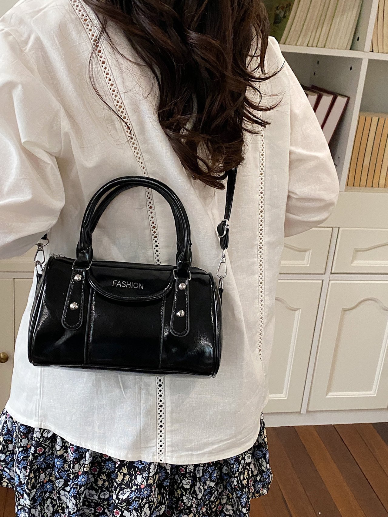 Black Patent Crossbody Bag