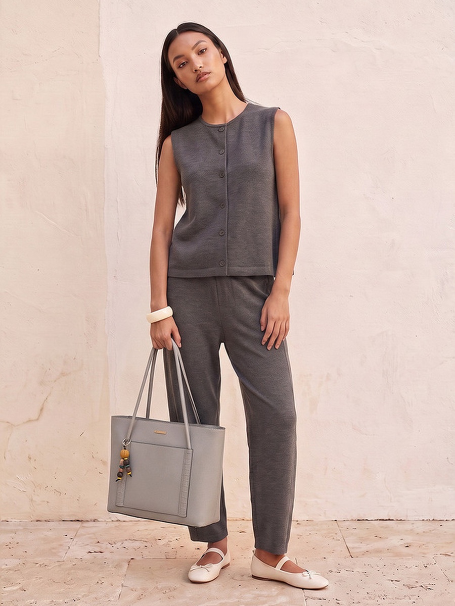 Textured Sleeveless Top with Buttons