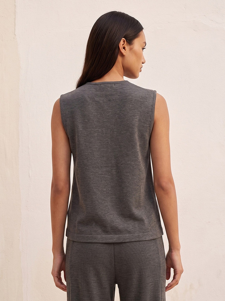 Textured Sleeveless Top with Buttons