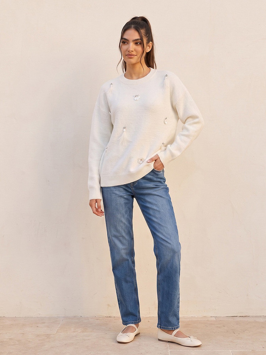 Embellished Crew Neck Sweater