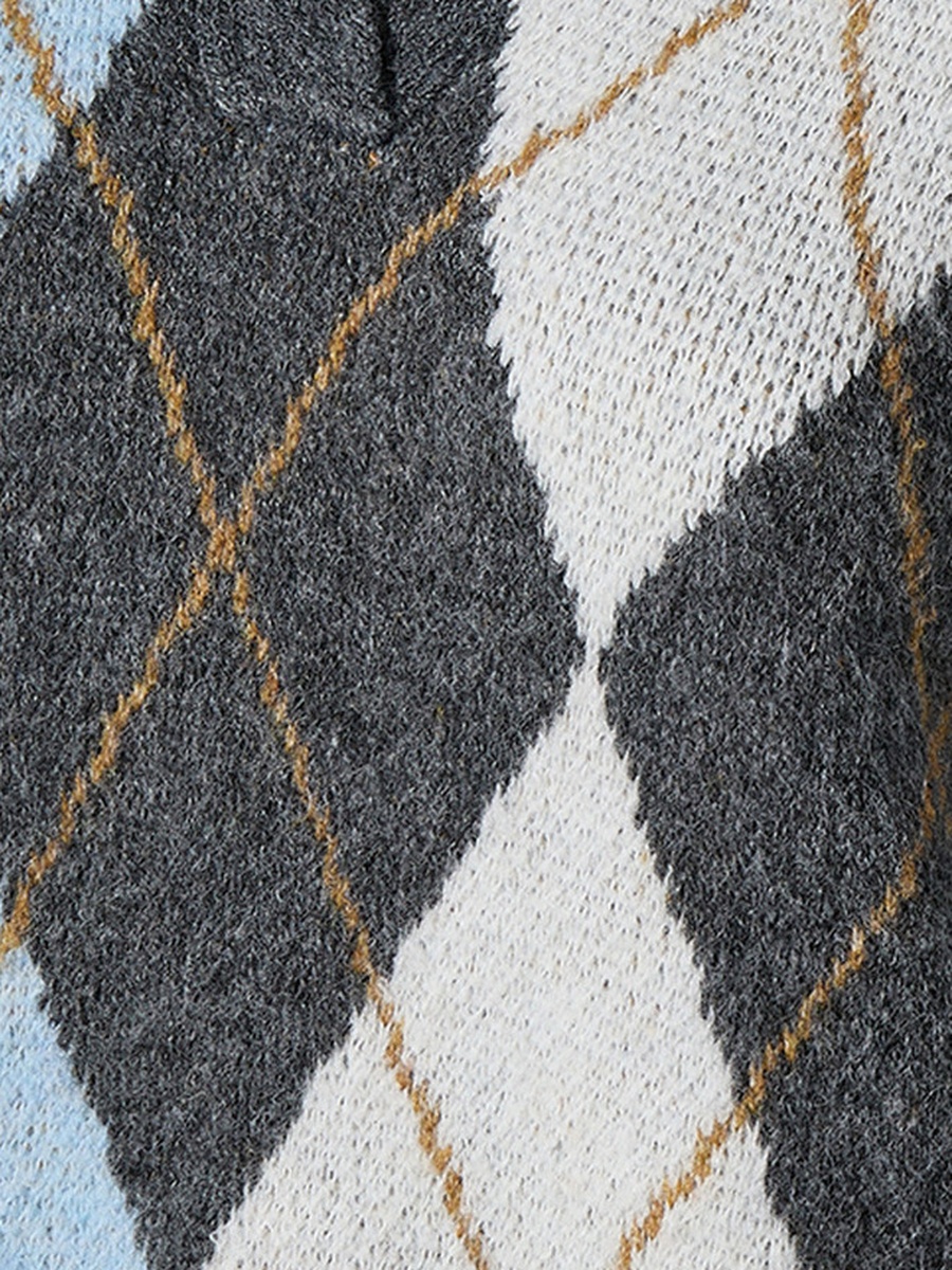 Argyle Texture Collared Sweater