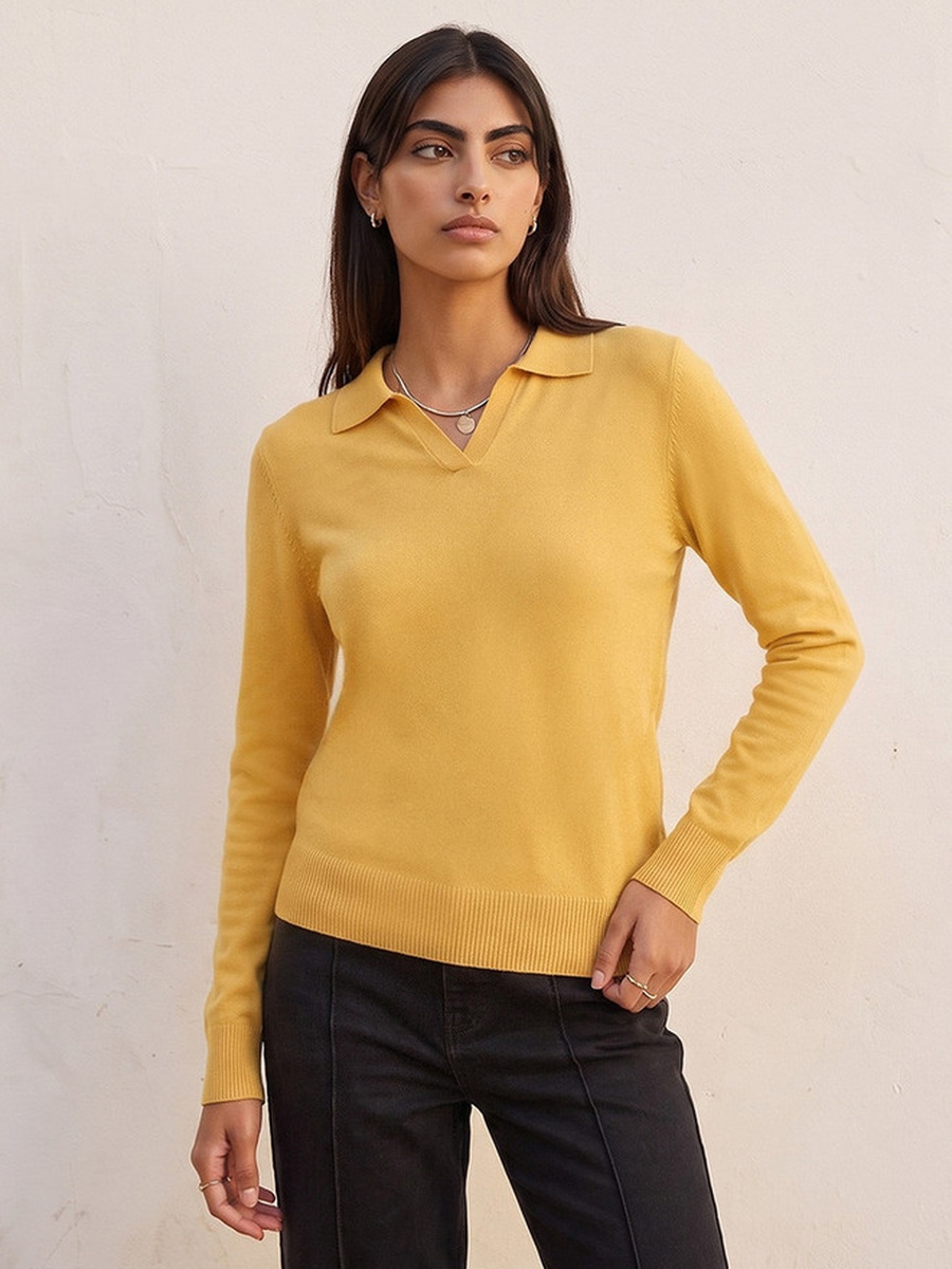 Textured Collared Sweater
