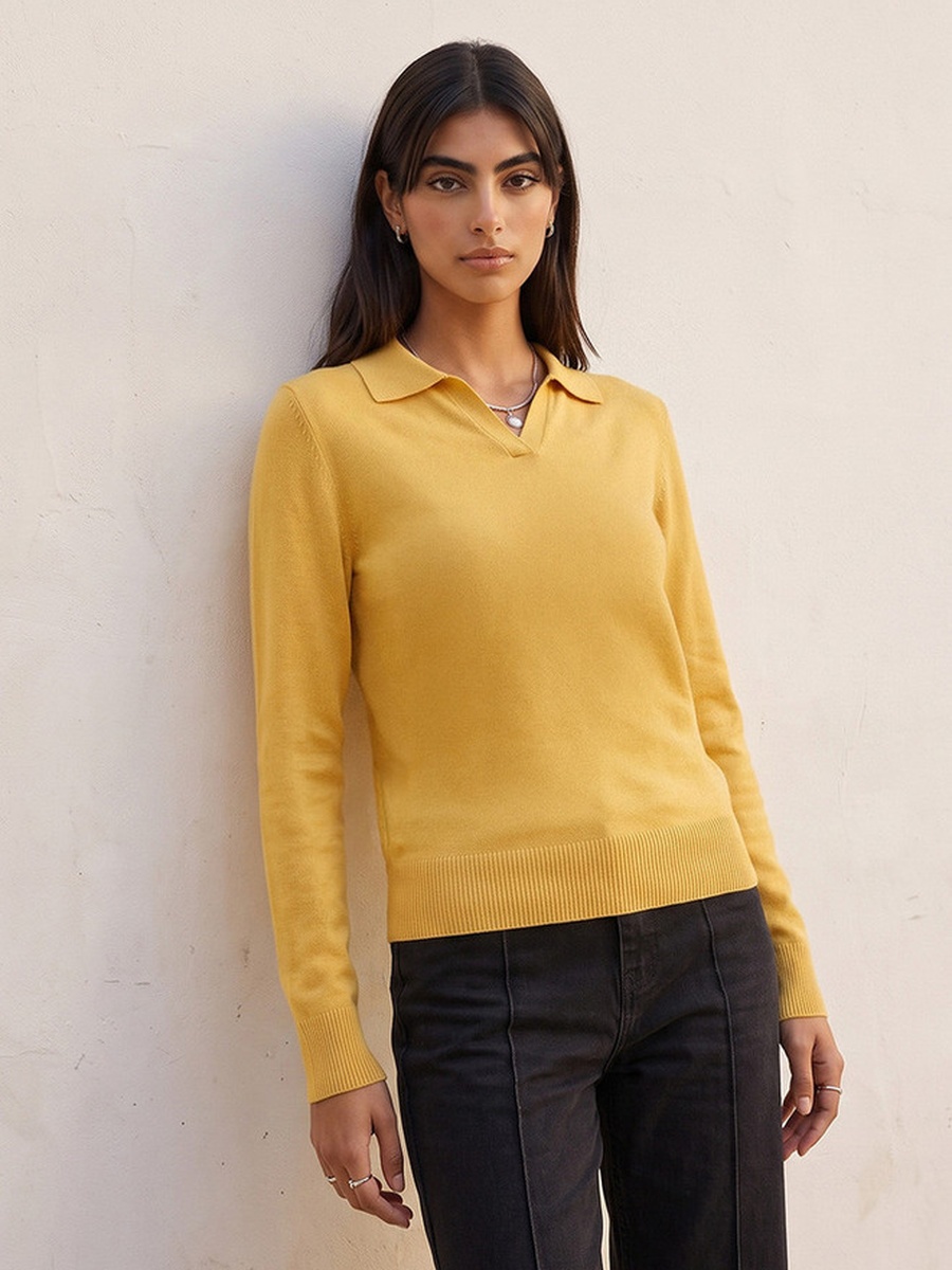 Textured Collared Sweater