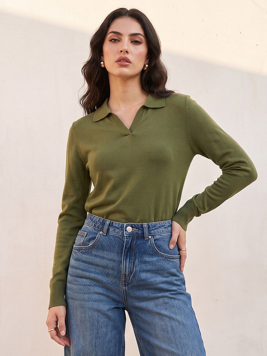Textured Collared Sweater