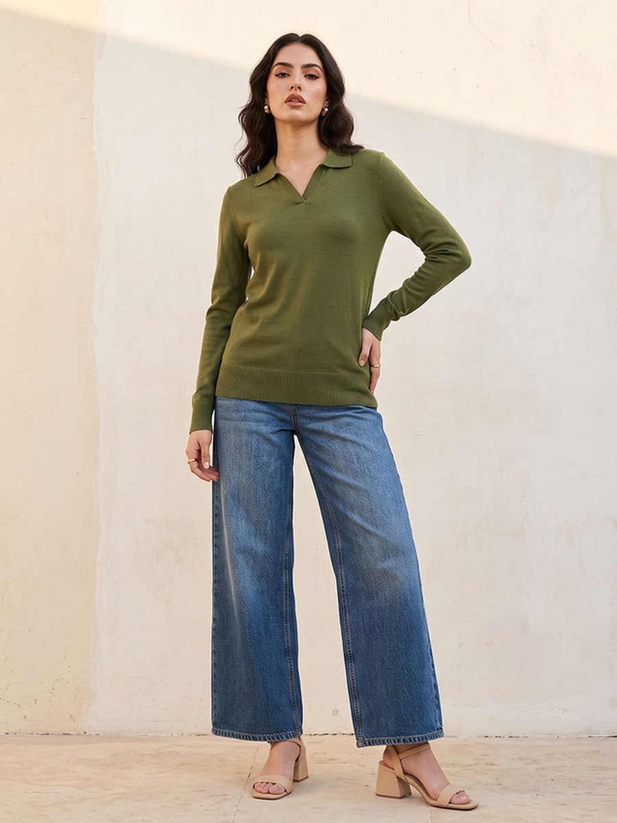 Textured Collared Sweater