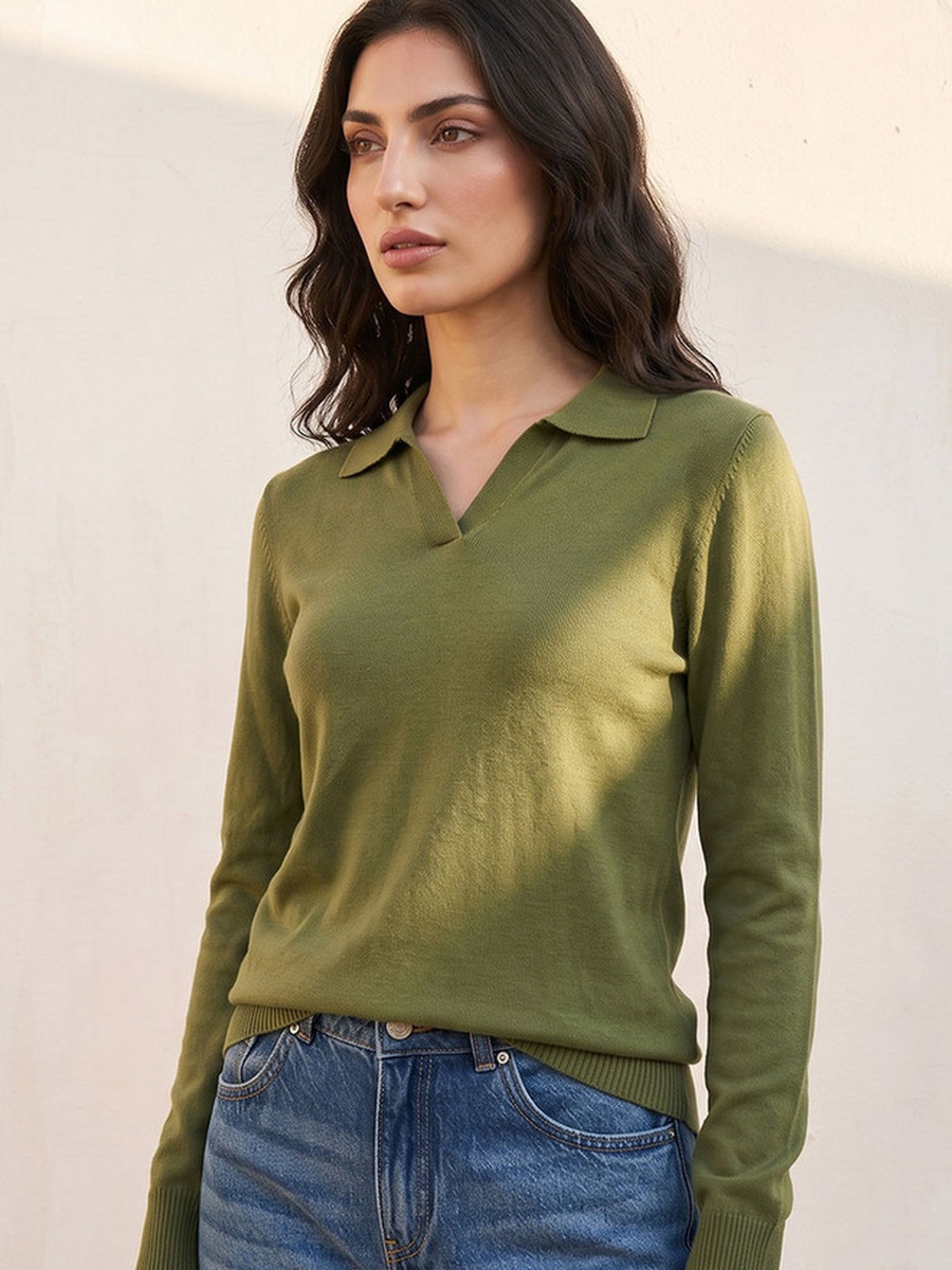 Textured Collared Sweater
