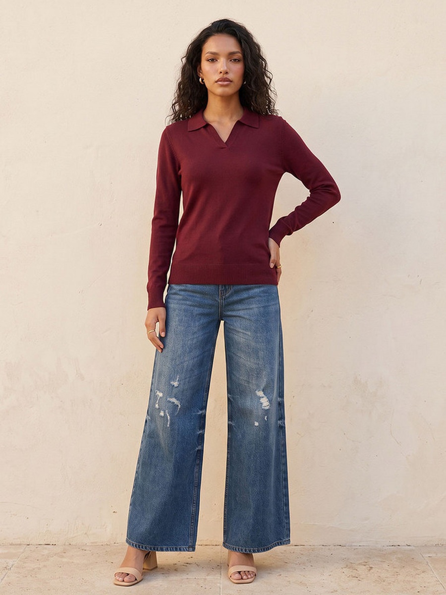 Textured Collared Sweater