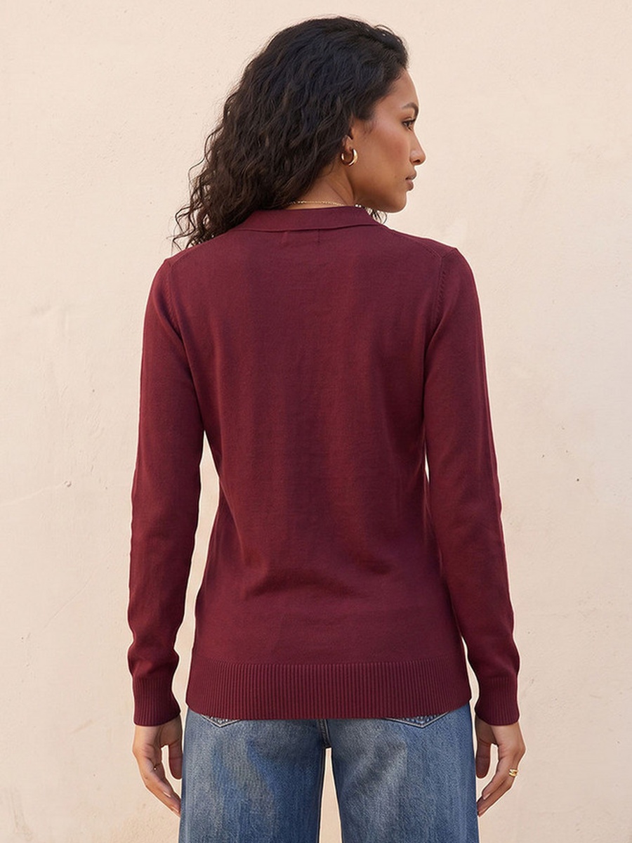 Textured Collared Sweater