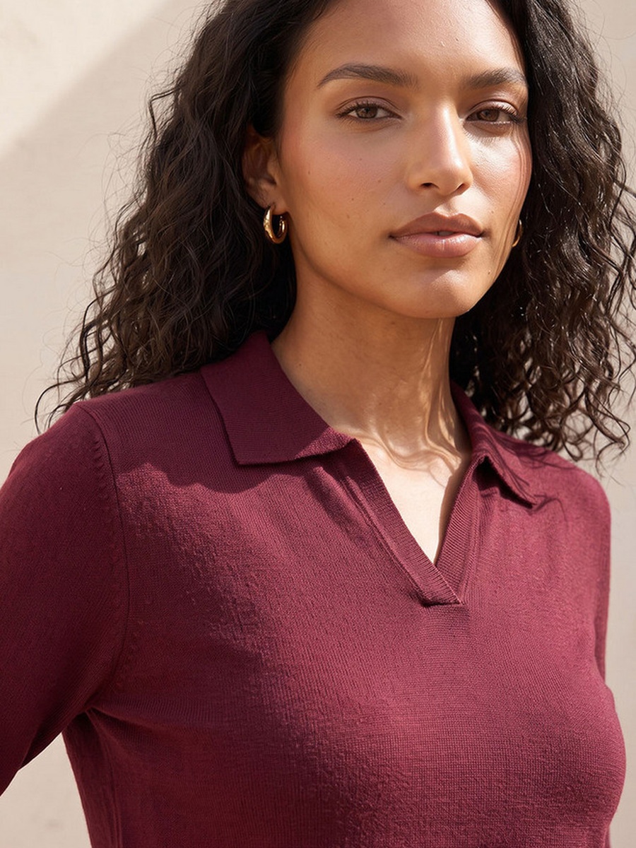 Textured Collared Sweater