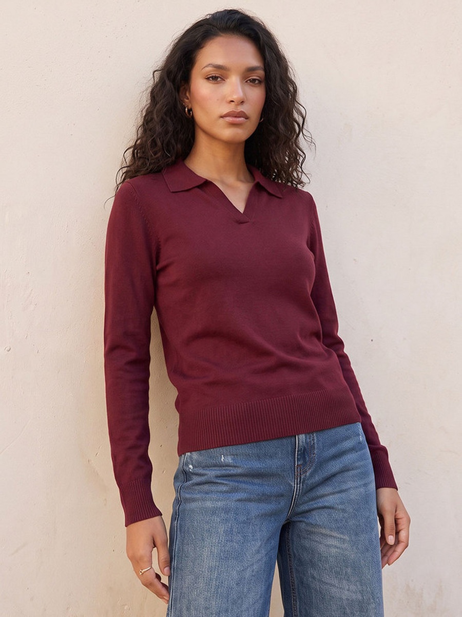 Textured Collared Sweater