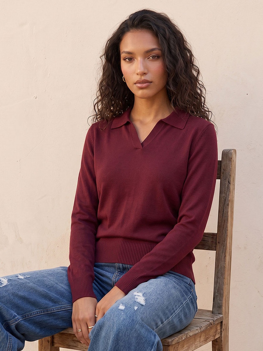 Textured Collared Sweater