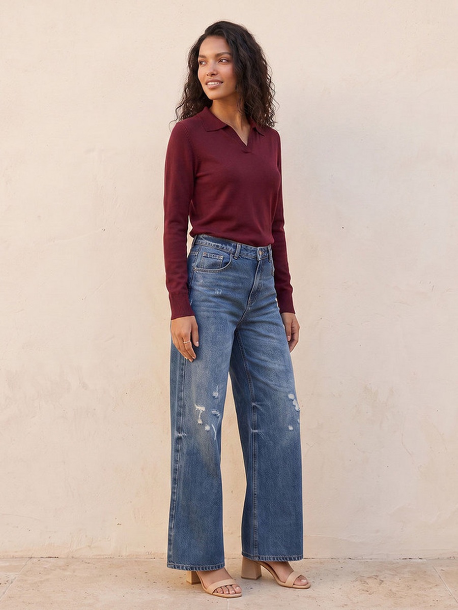 Textured Collared Sweater