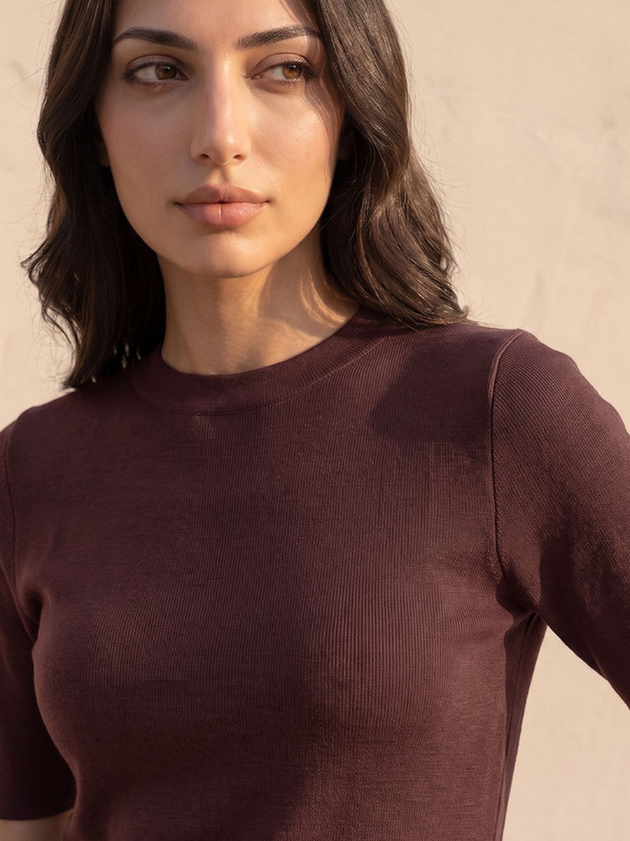 Ribbed Crew Neck Sweater