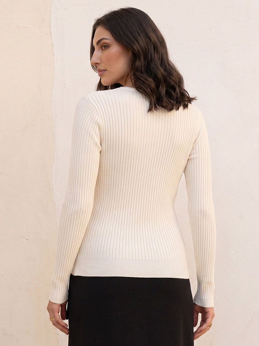 Ribbed V Neck Sweater