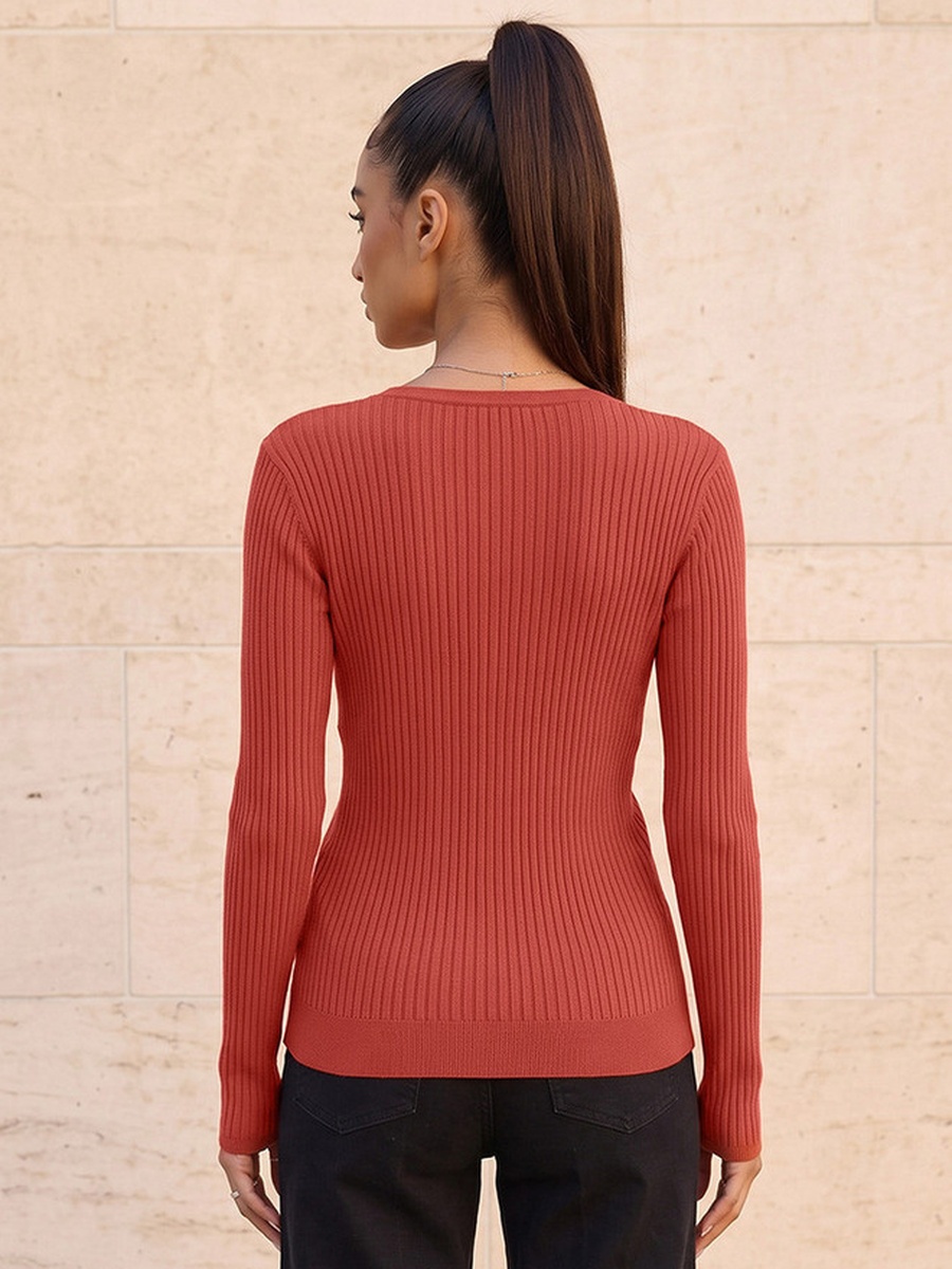 Ribbed V Neck Sweater