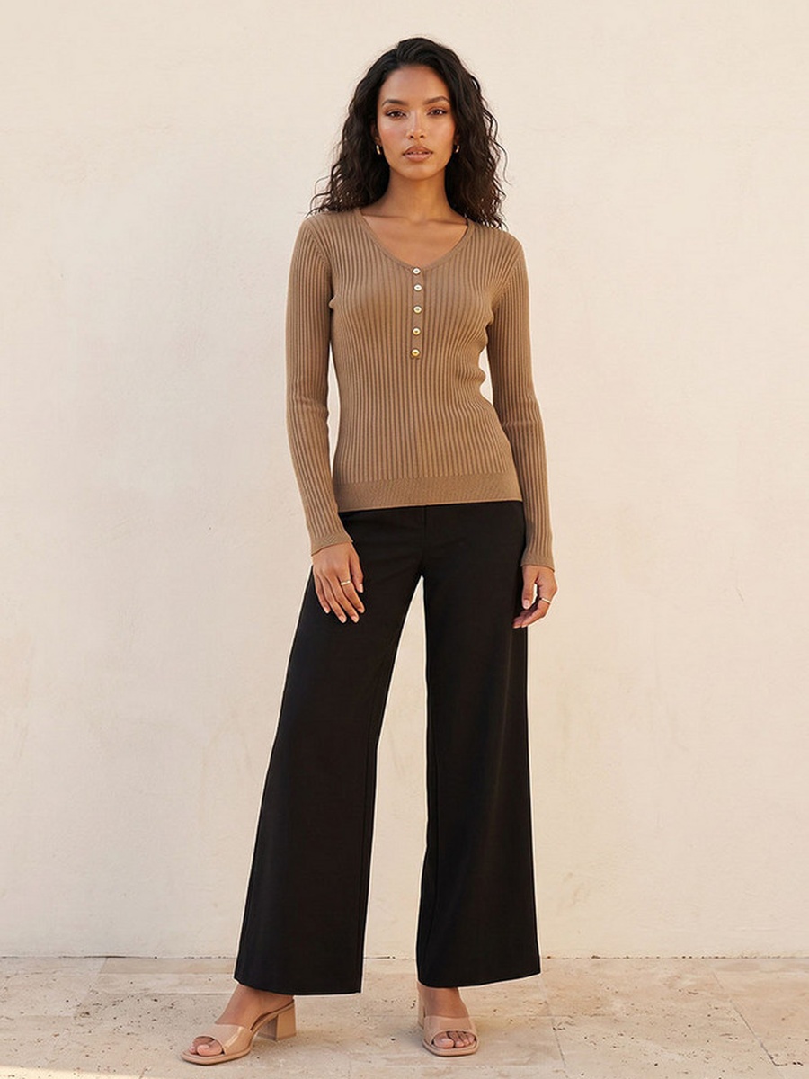 Ribbed V Neck Sweater