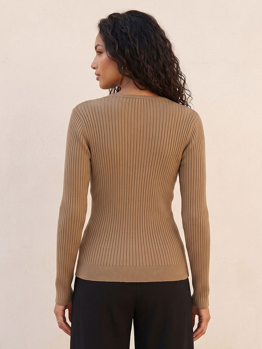 Ribbed V Neck Sweater