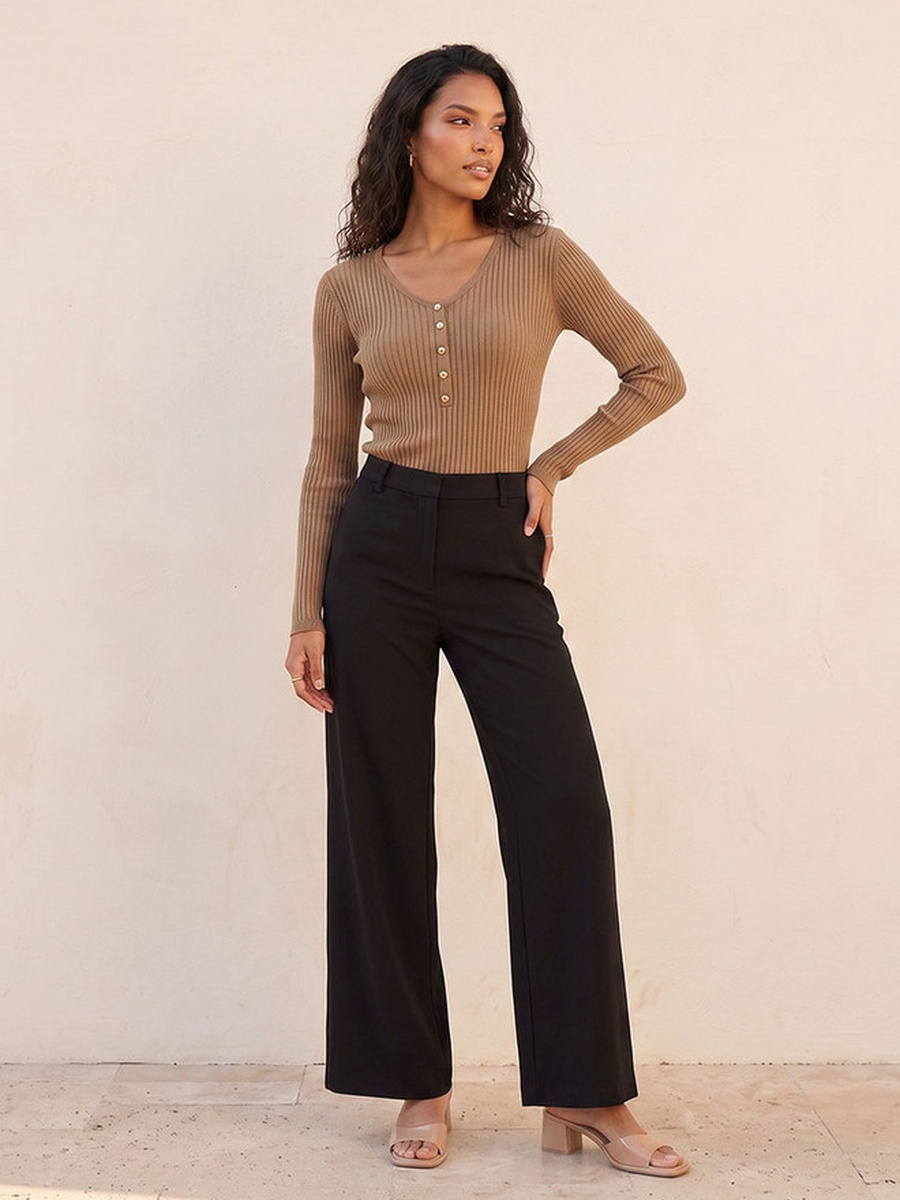 Ribbed V Neck Sweater